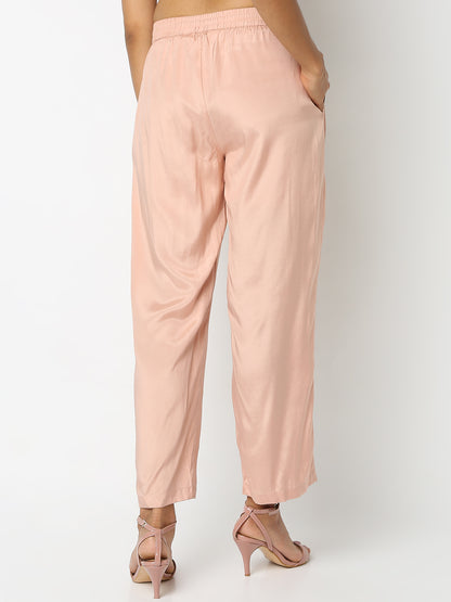 Regular Fit Solid Mid Rise Pants