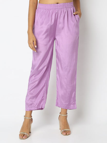 Regular Fit Solid Mid Rise Pants