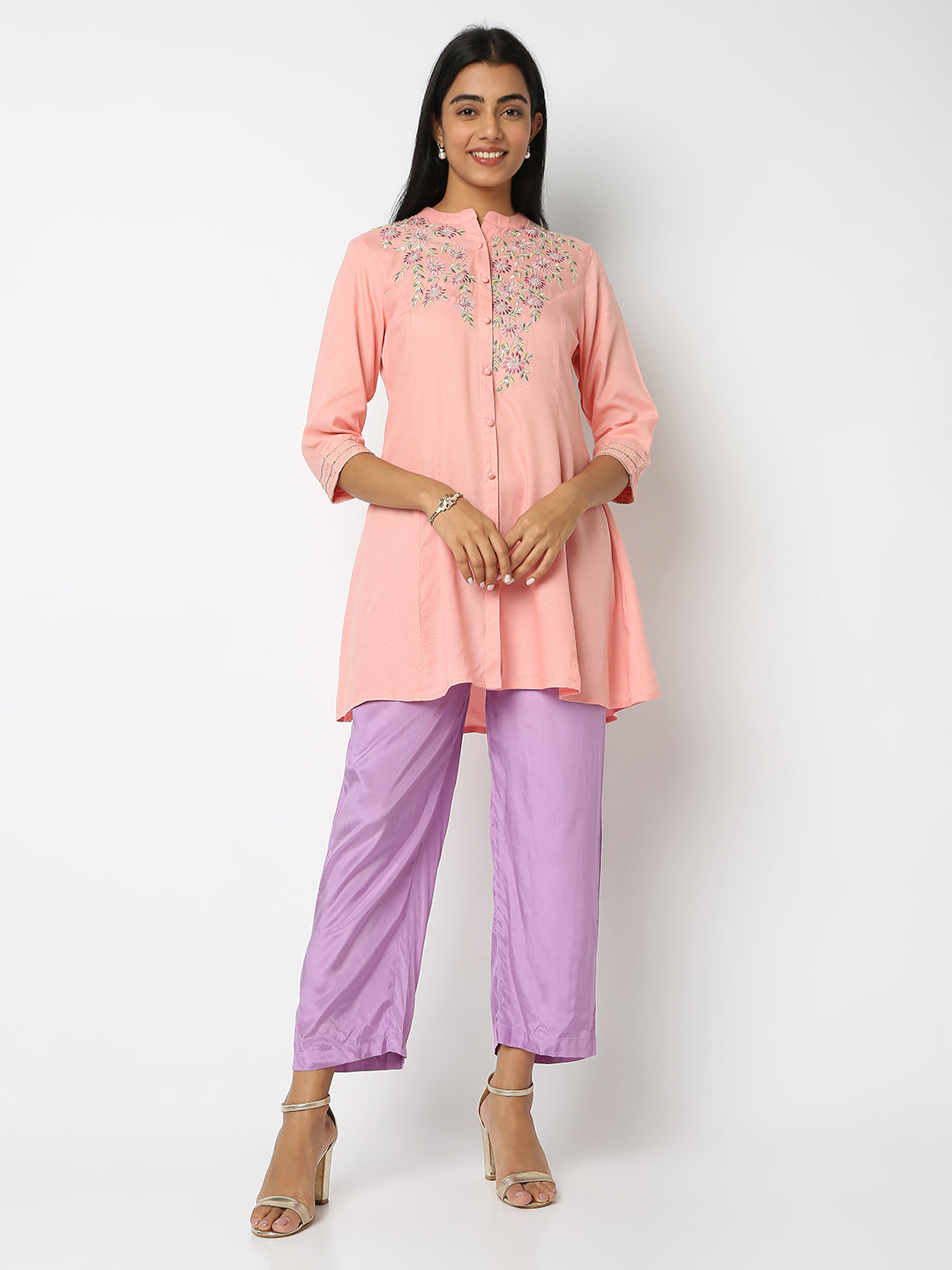 Regular Fit Solid Mid Rise Pants