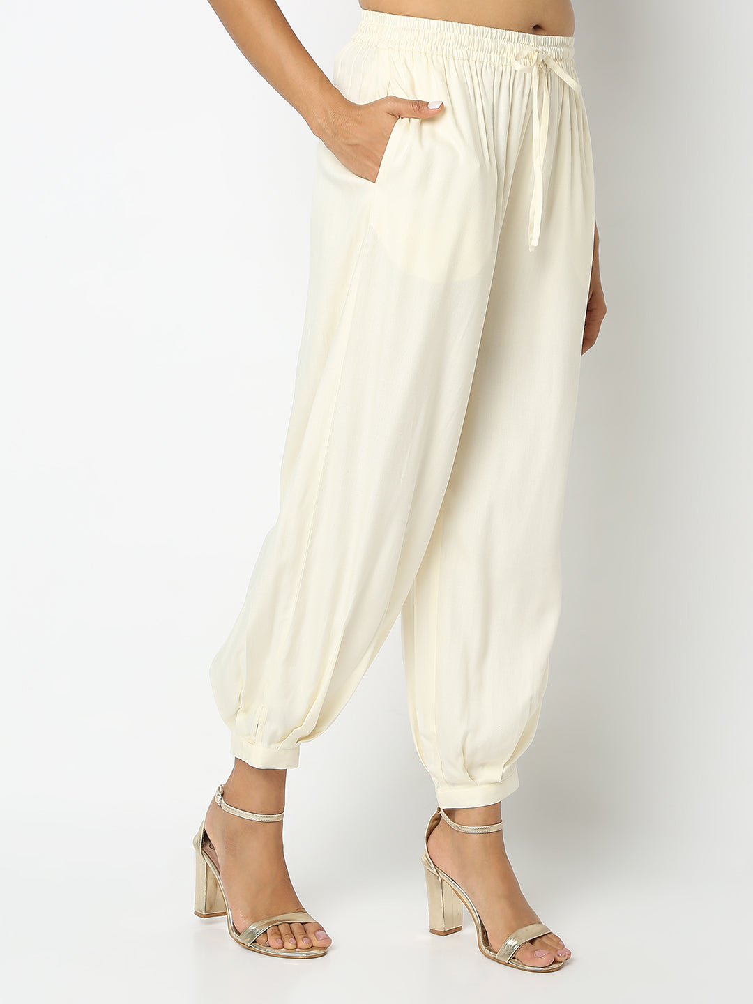Regular Fit Embroidered Mid Rise Pants
