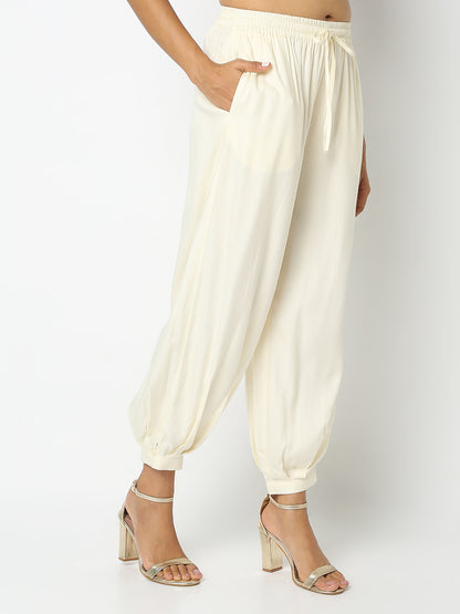 Regular Fit Embroidered Mid Rise Pants