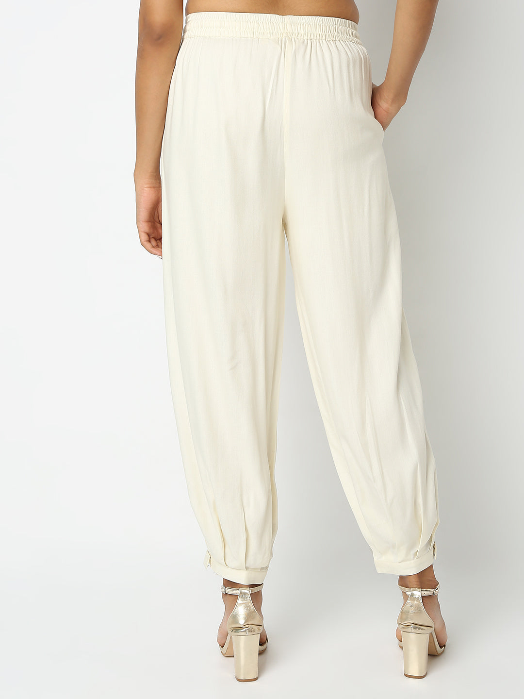Regular Fit Embroidered Mid Rise Pants