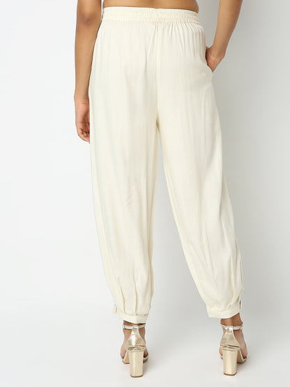 Regular Fit Embroidered Mid Rise Pants
