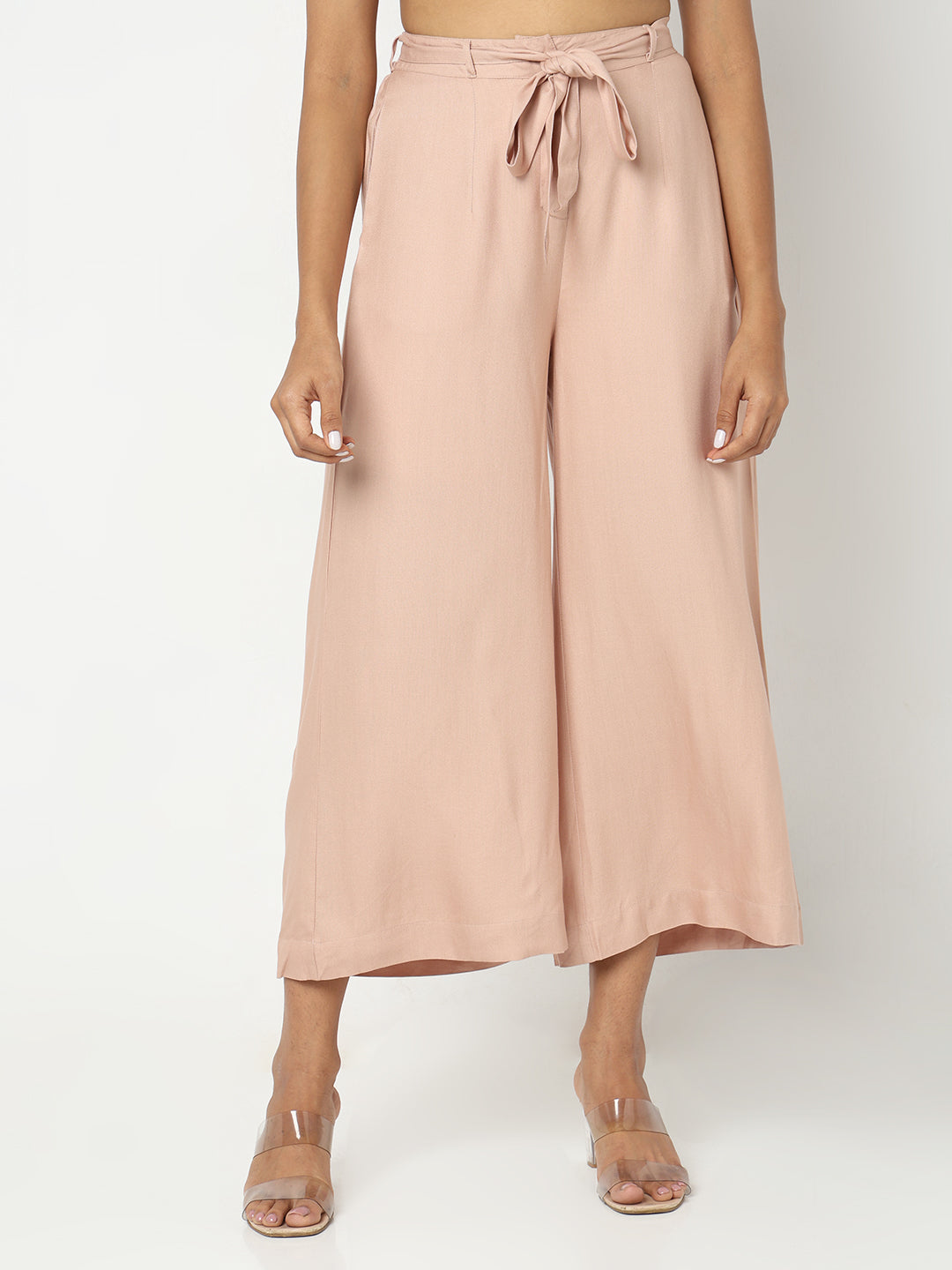 Regular Fit Solid Mid Rise Palazzos