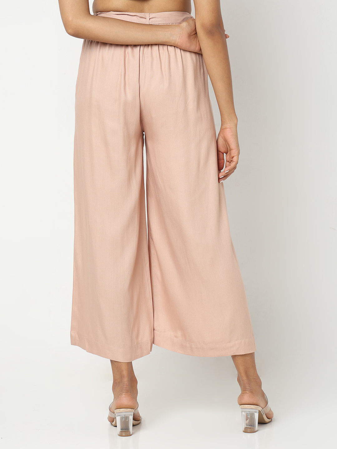 Regular Fit Solid Mid Rise Palazzos