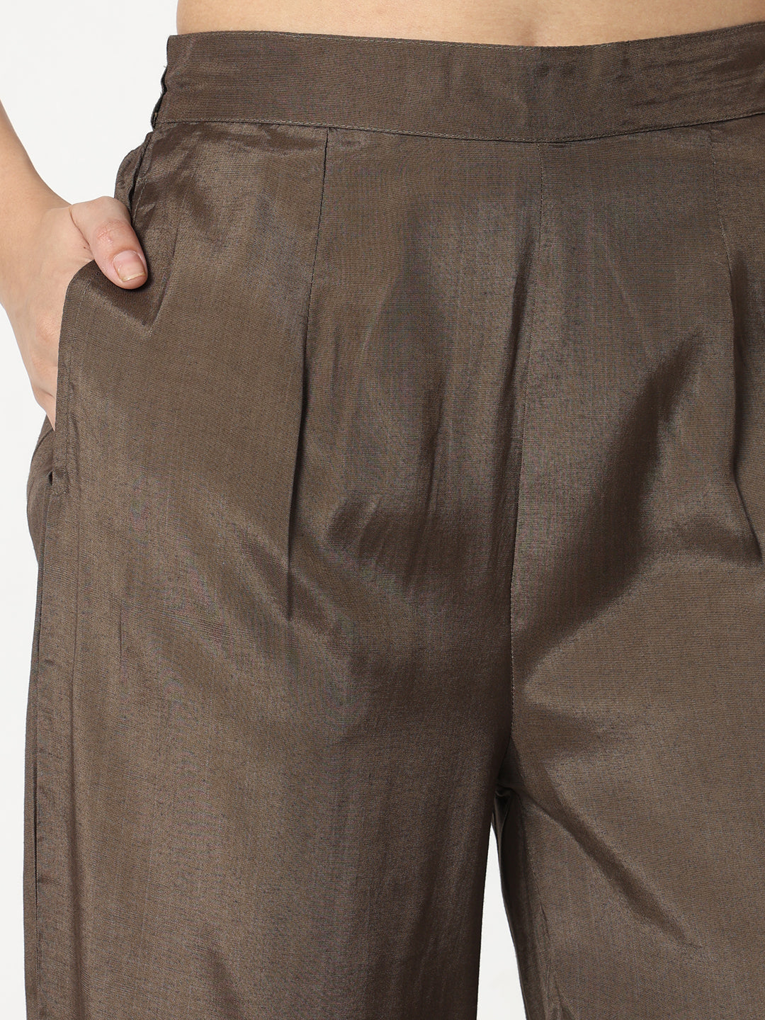 Straight Fit Solid Mid Rise Pants