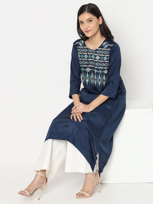 Straight Fit Embroidered Kurta