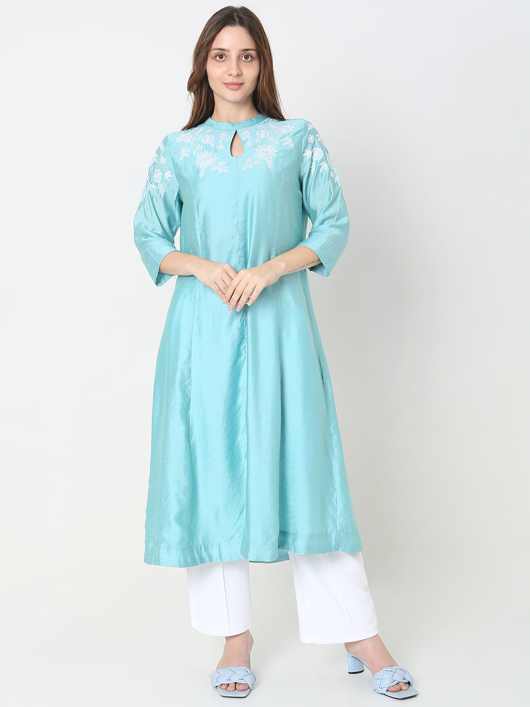 Nylangan Flare Fit Embroidered Kurta