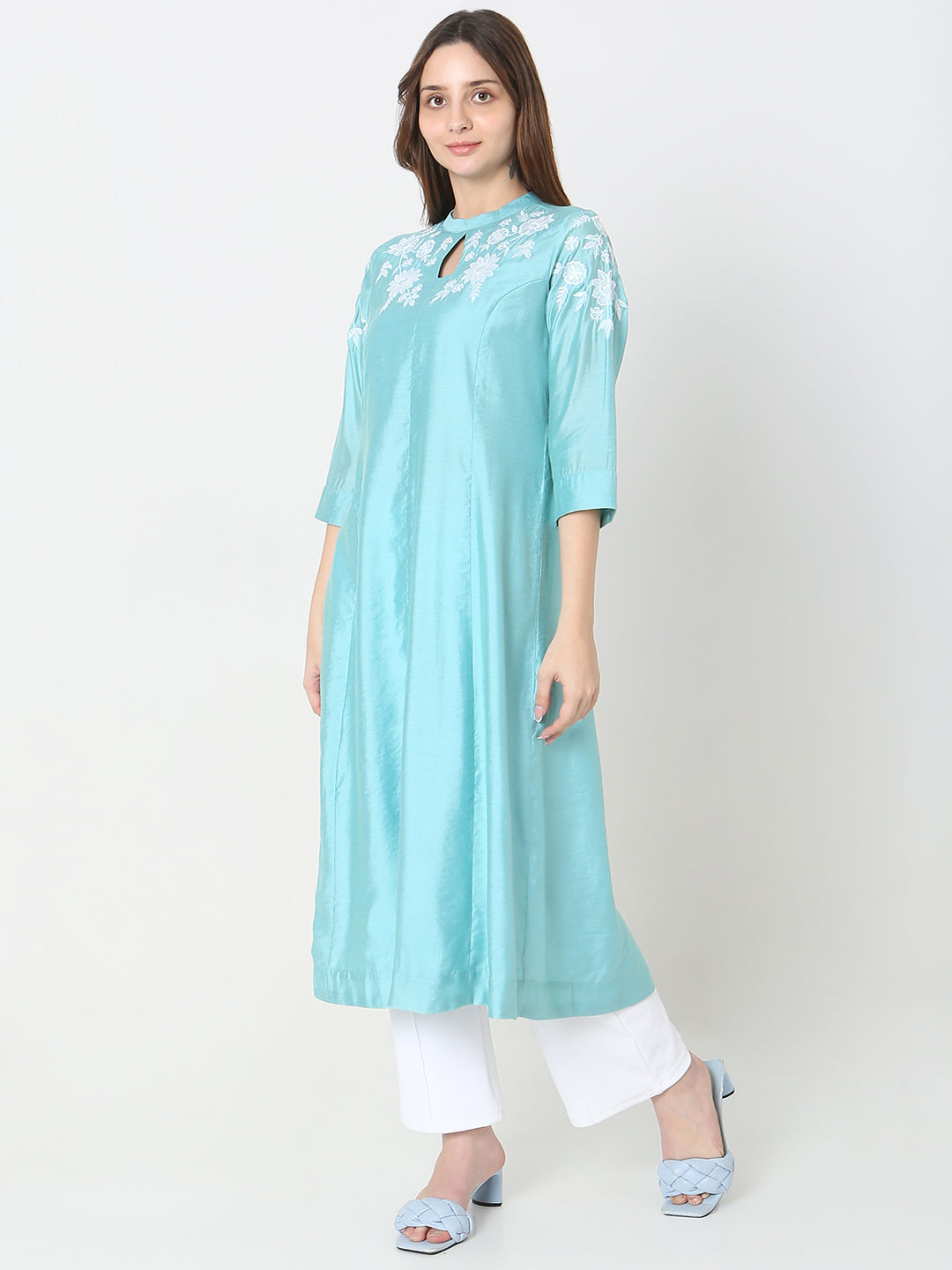 Nylangan Flare Fit Embroidered Kurta