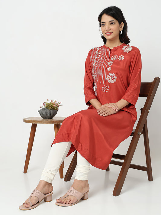 Nylangan Straight Fit Embroidered Kurta