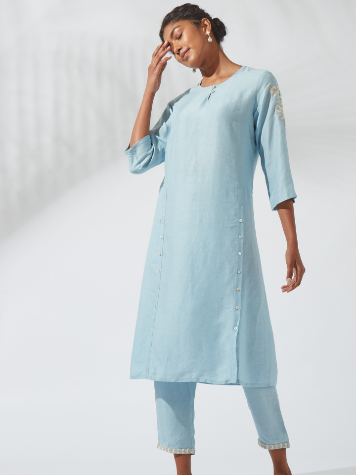 Crystal Blue Functional Kurta Dress