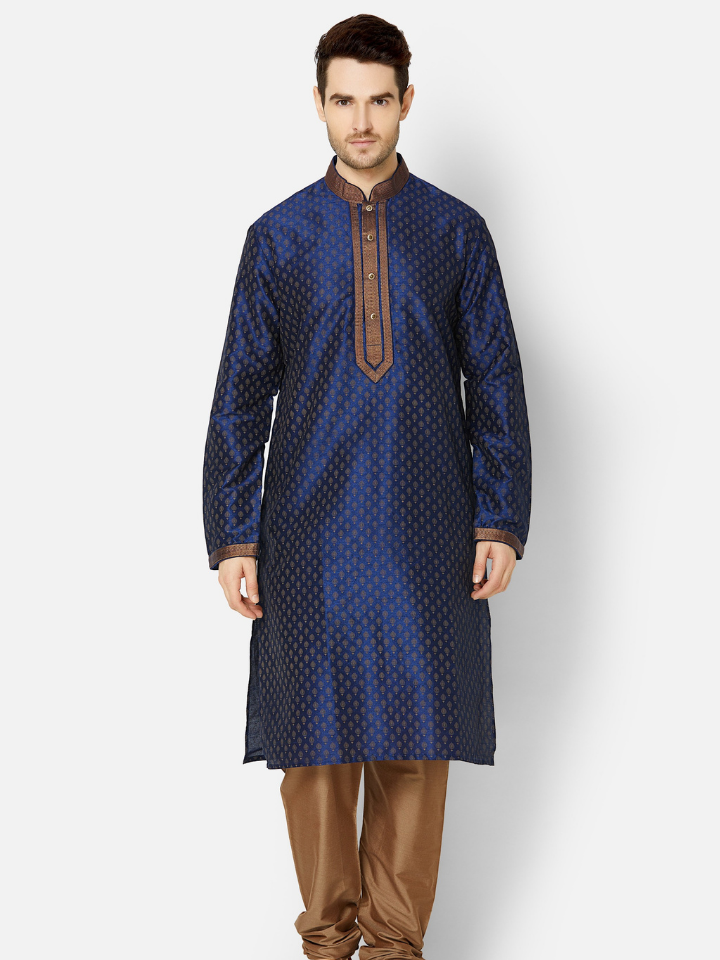 Men Straight Full Sleeve Navy Kp Set