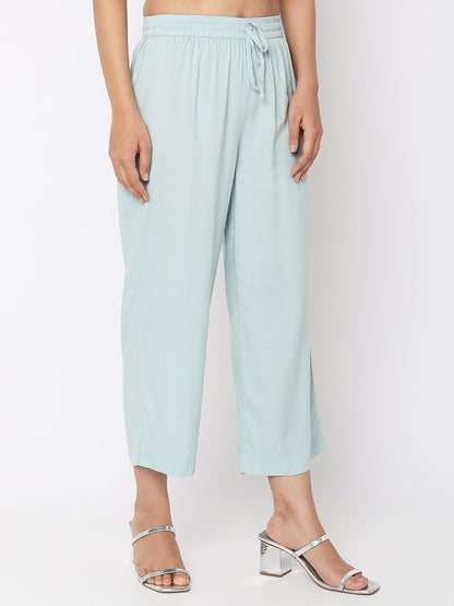 Women's Mint Cotton Solid Palazzo