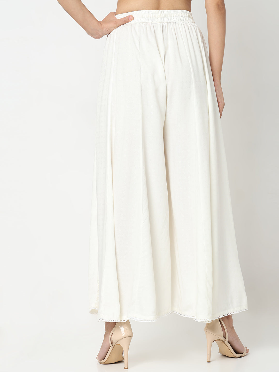 Flare Fit Solid Mid Rise Palazzos