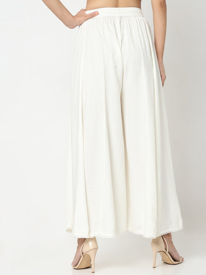 Flare Fit Solid Mid Rise Palazzos