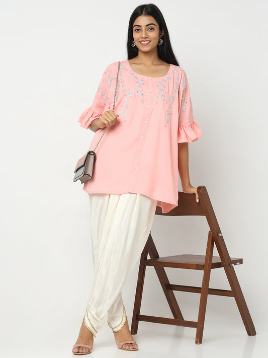 Regular Fit Solid Mid Rise Pants
