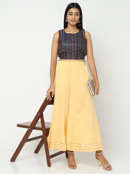 Regular Fit Solid Mid Rise Palazzos