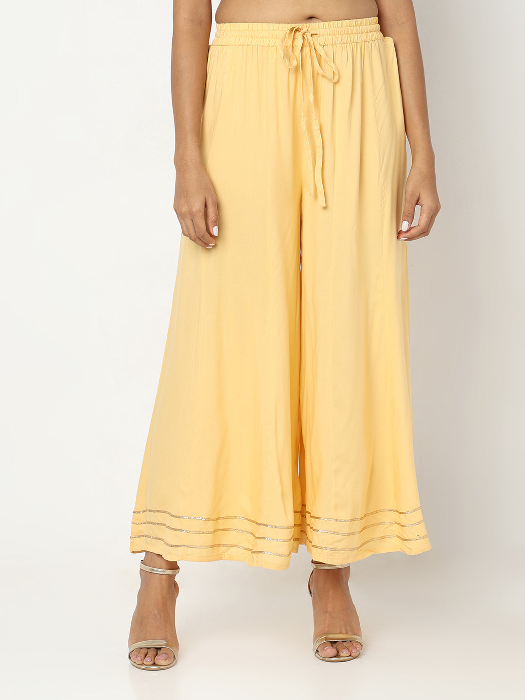 Regular Fit Solid Mid Rise Palazzos