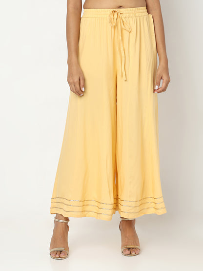 Regular Fit Solid Mid Rise Palazzos