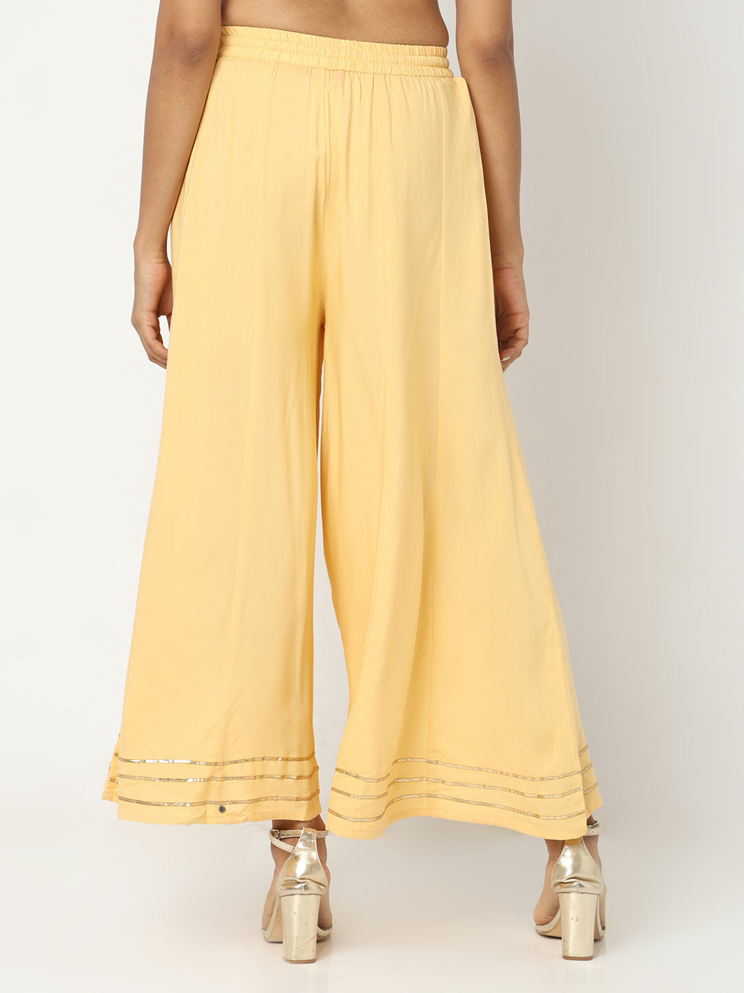 Regular Fit Solid Mid Rise Palazzos