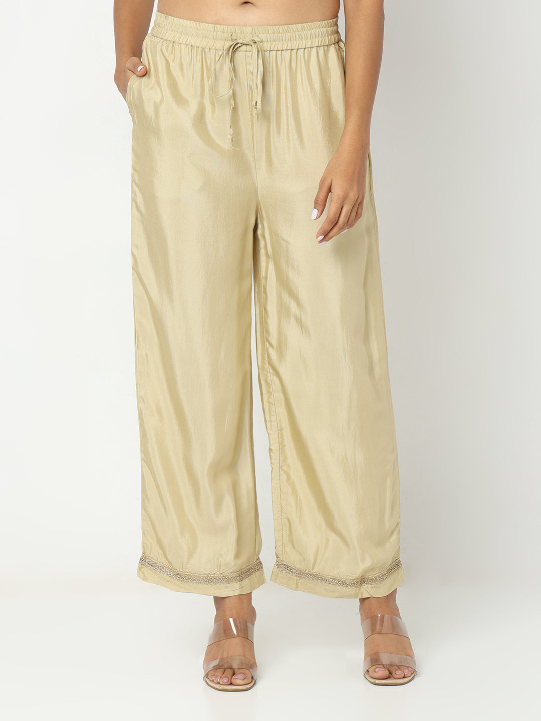 Regular Fit Solid Mid Rise Palazzos