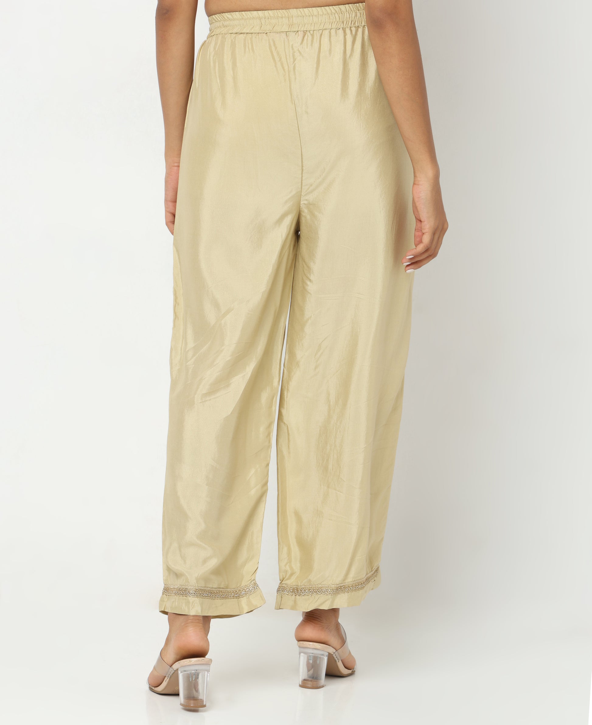 Regular Fit Solid Mid Rise Palazzos