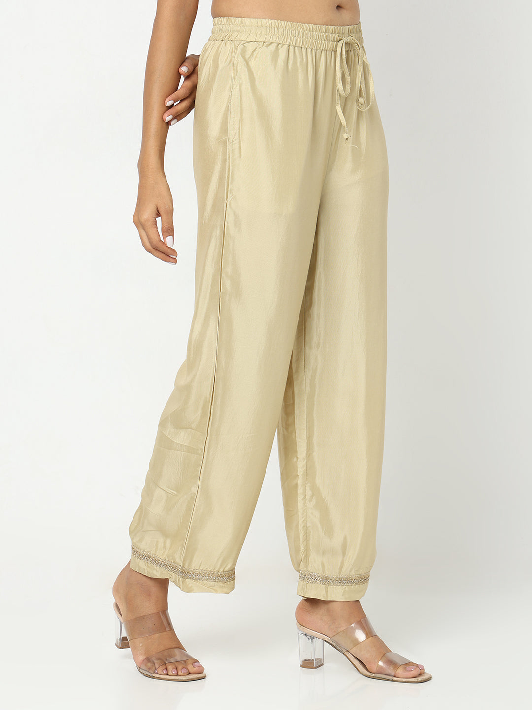 Regular Fit Solid Mid Rise Palazzos