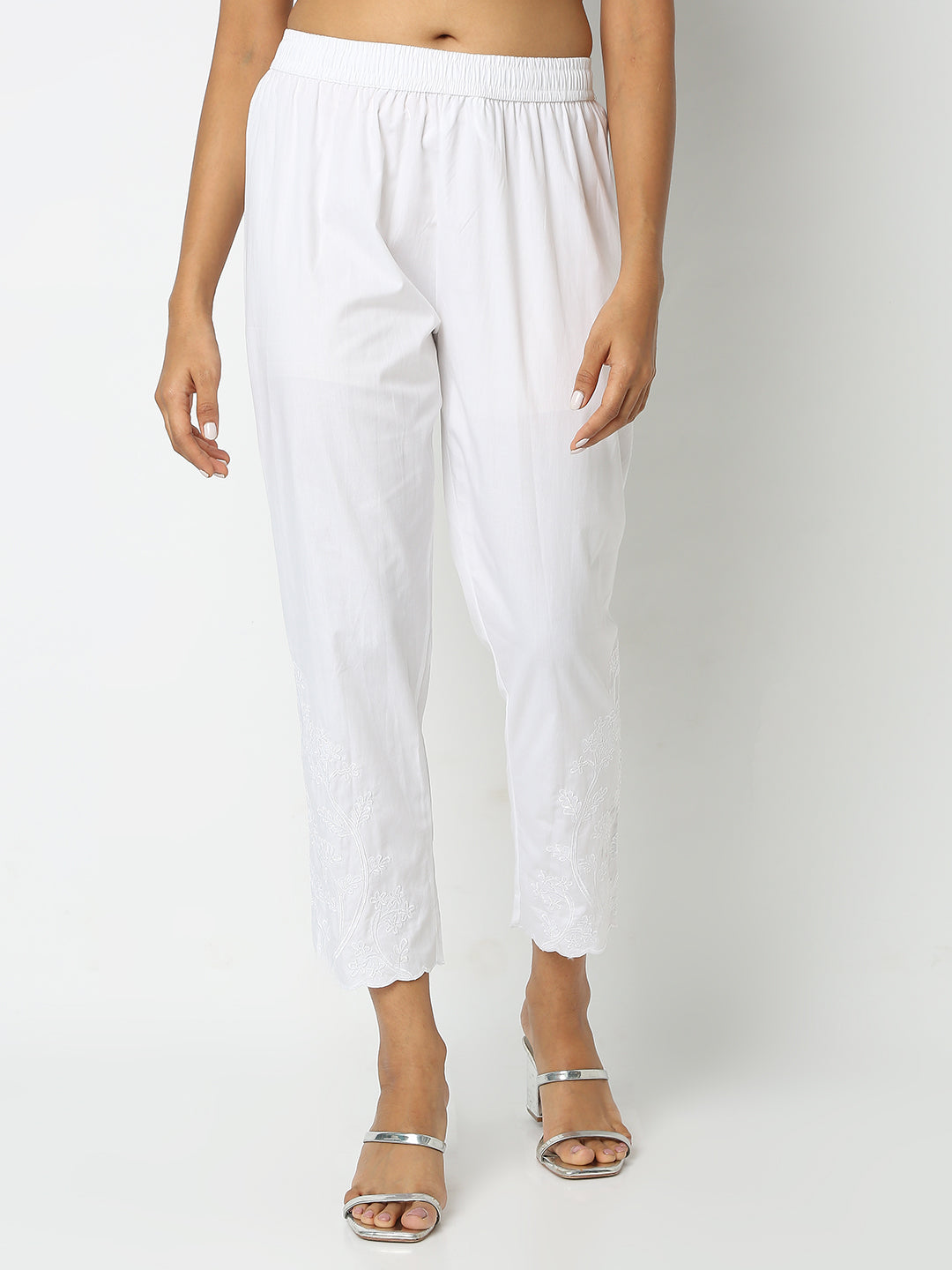 Regular Fit Embroidered Mid Rise Ethnic Pants