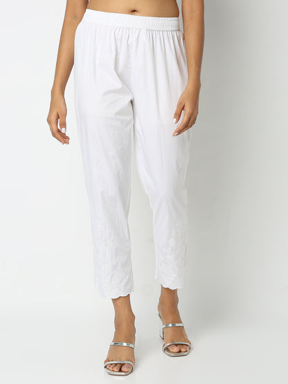Regular Fit Embroidered Mid Rise Ethnic Pants