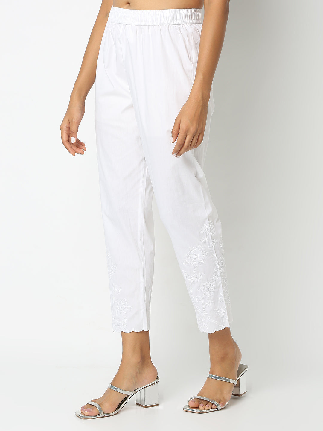 Regular Fit Embroidered Mid Rise Ethnic Pants