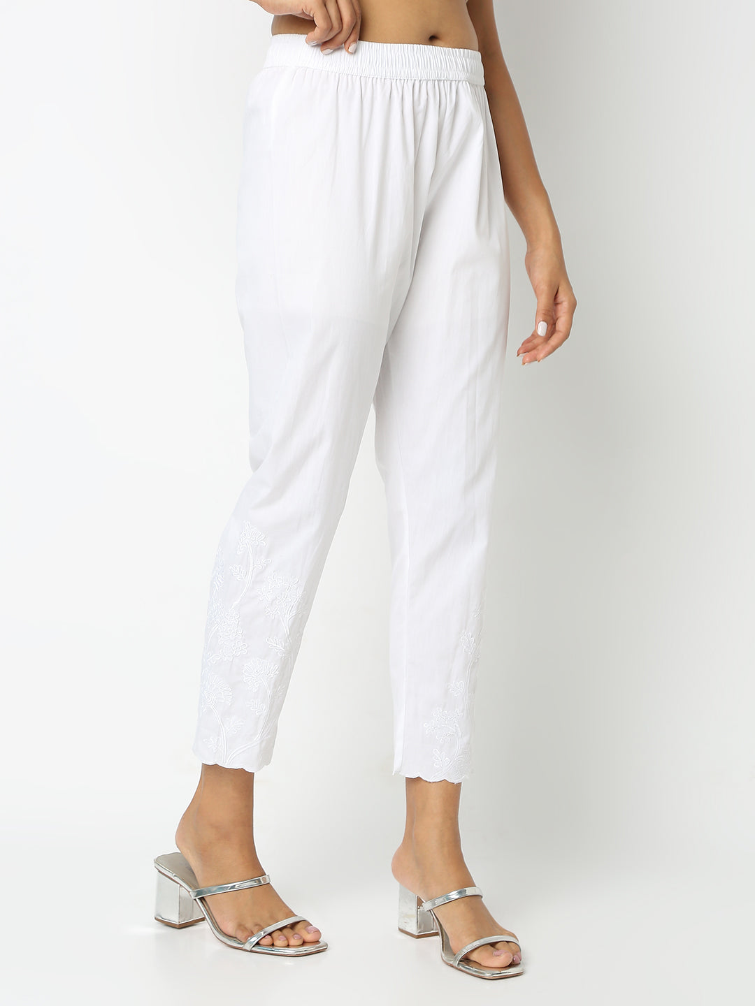 Regular Fit Embroidered Mid Rise Ethnic Pants