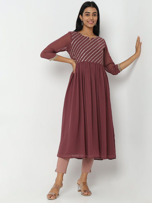 Regular Fit Solid Mid Rise Ethnic Pants