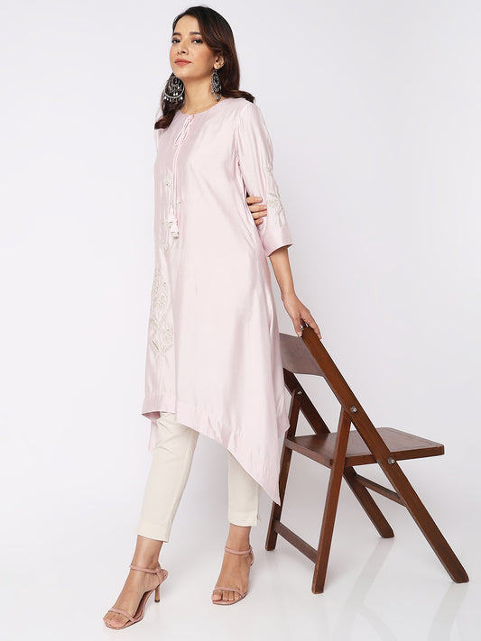 Women Wearing Golden Cream Cotton Solid Pant
