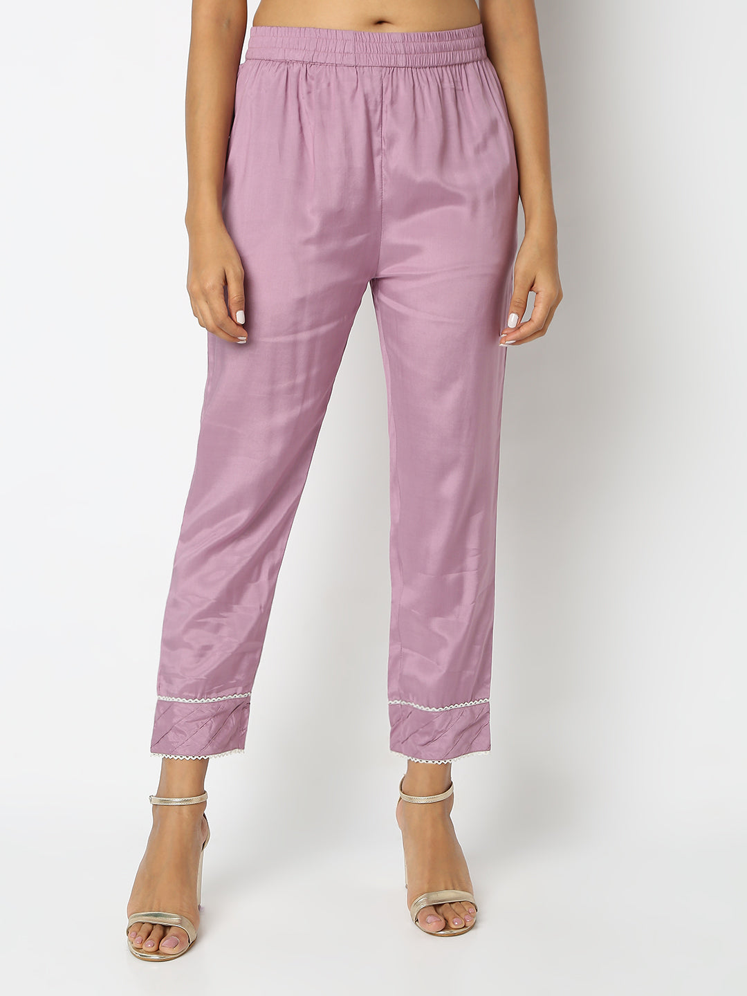 Regular Fit Solid Mid Rise Ethnic Pants