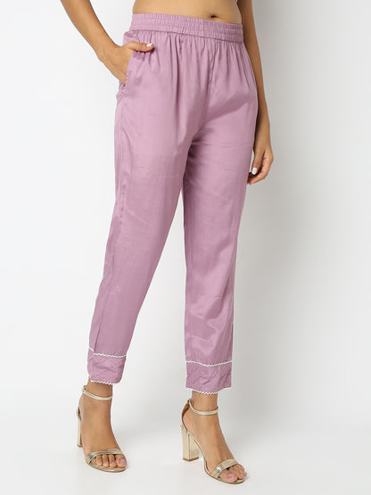 Regular Fit Solid Mid Rise Ethnic Pants
