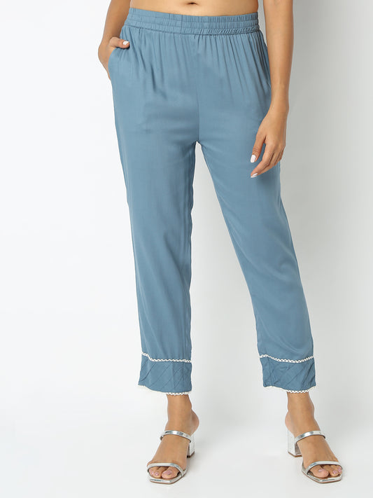 Regular Fit Solid Mid Rise Ethnic Pants
