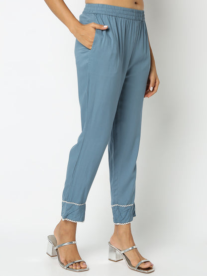 Regular Fit Solid Mid Rise Ethnic Pants