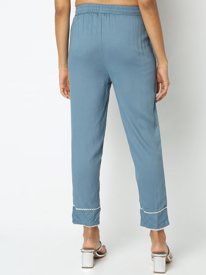 Regular Fit Solid Mid Rise Ethnic Pants