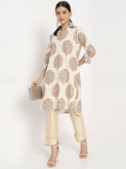 Straight Fit Solid Mid Rise Pants