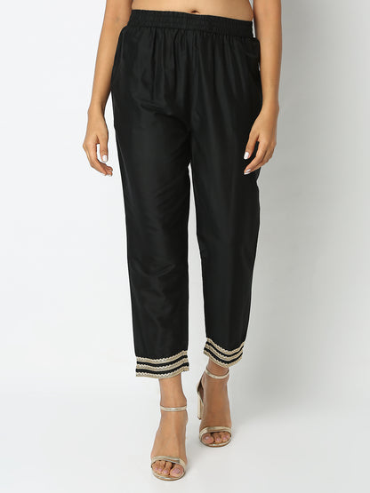 Regular Fit Solid Mid Rise Ethnic Pants