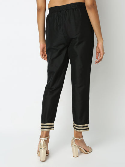 Regular Fit Solid Mid Rise Ethnic Pants