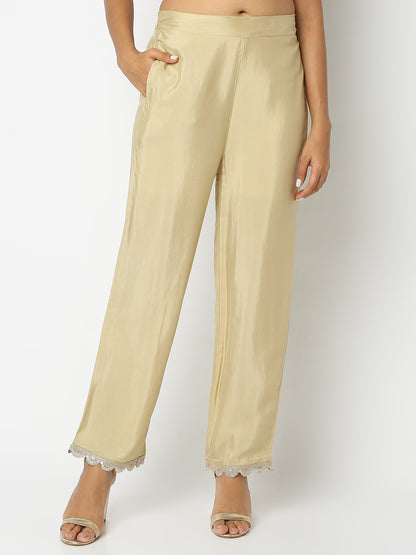 Regular Fit Solid Mid Rise Ethnic Pants