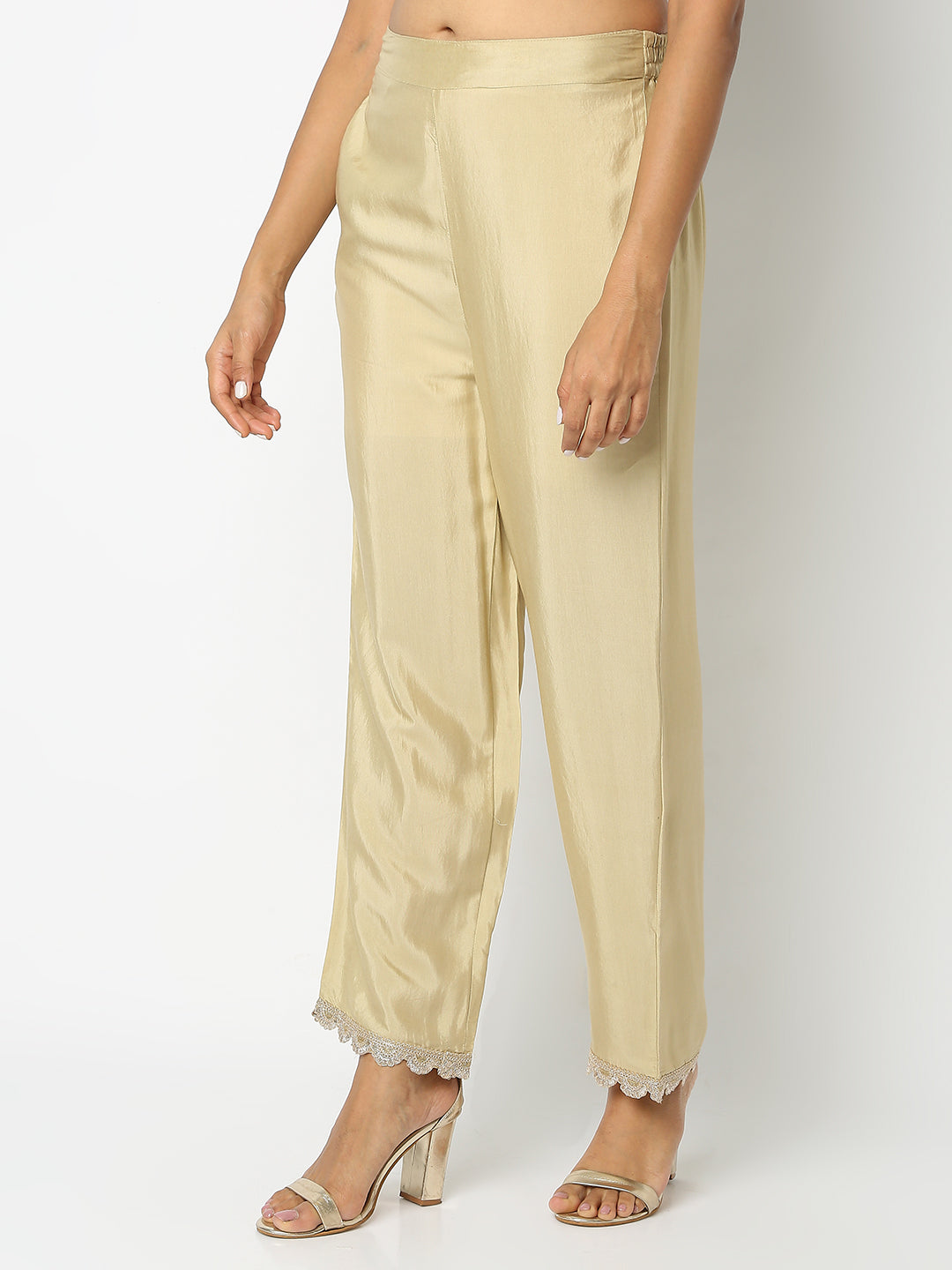 Regular Fit Solid Mid Rise Ethnic Pants