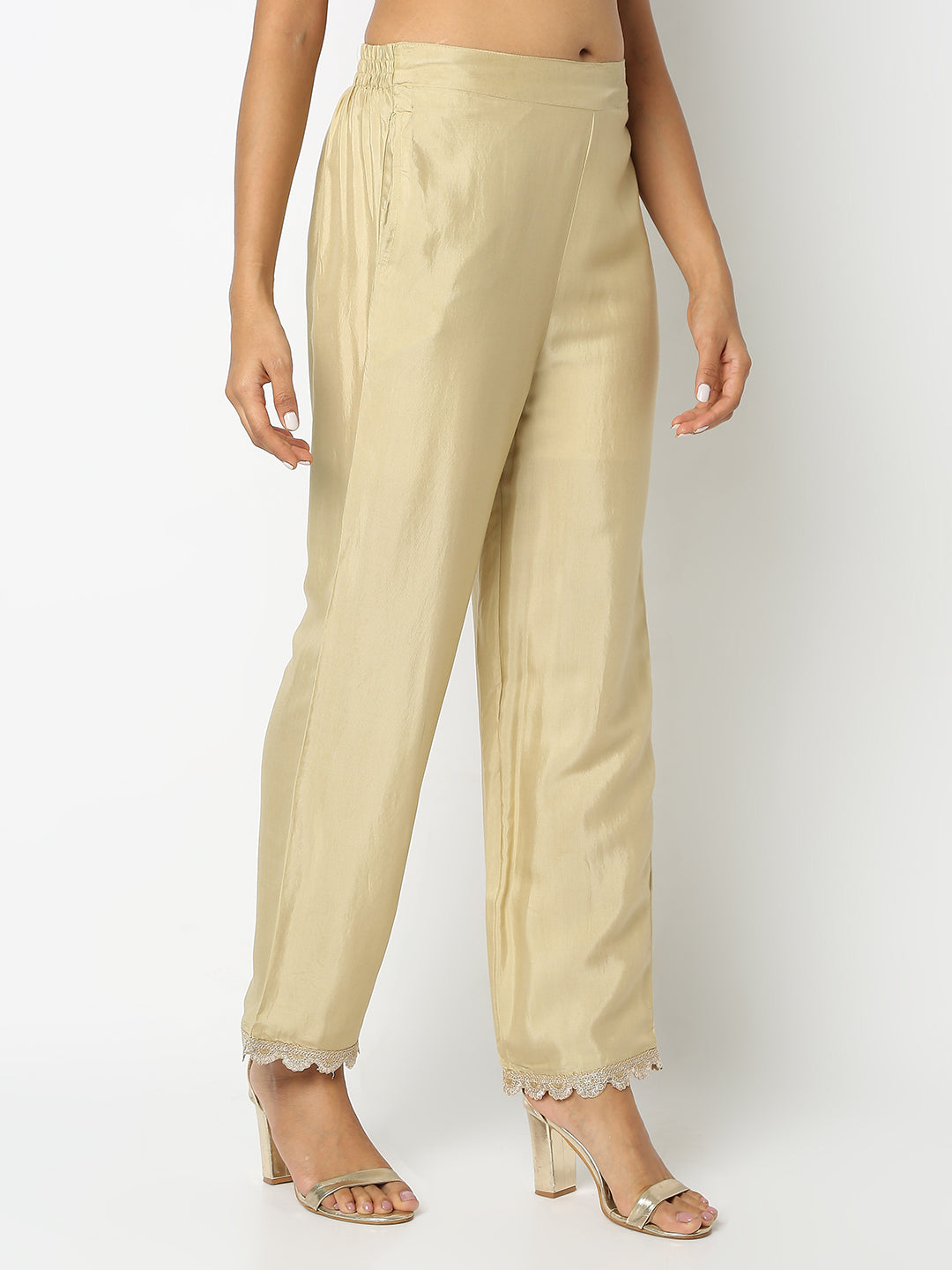 Regular Fit Solid Mid Rise Ethnic Pants