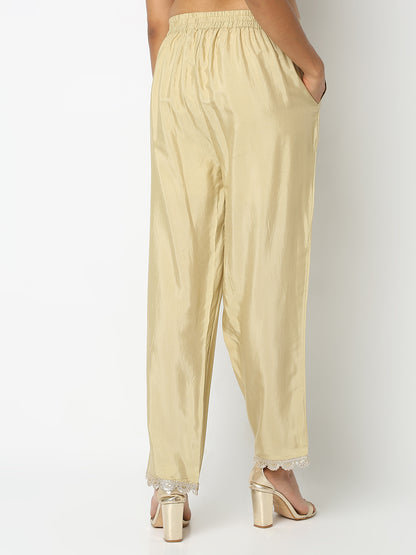 Regular Fit Solid Mid Rise Ethnic Pants
