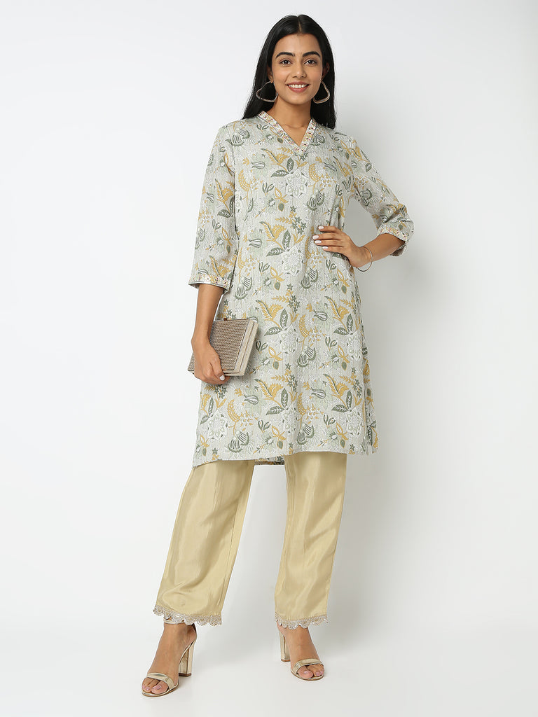 Regular Fit Solid Mid Rise Ethnic Pants