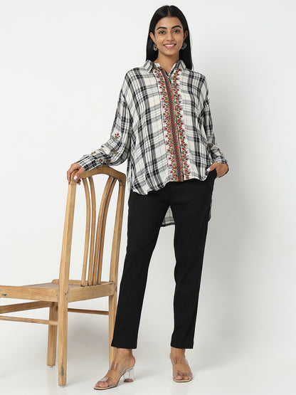 Regular Fit Solid Mid Rise Ethnic Pants