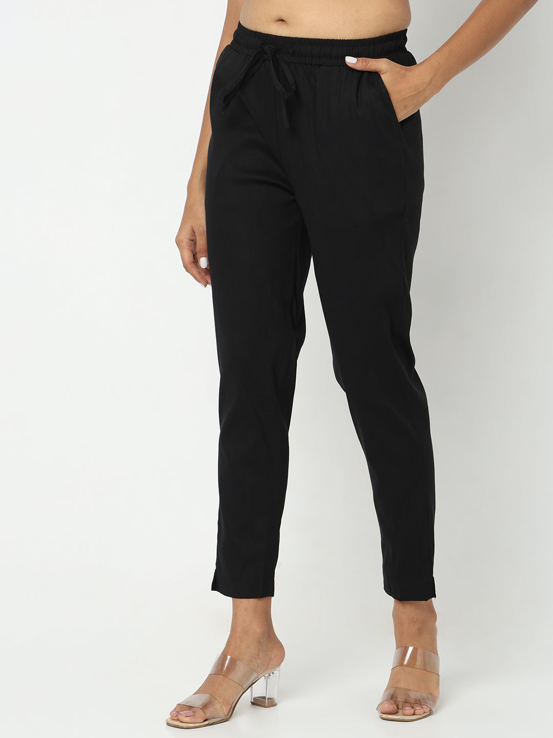 Regular Fit Solid Mid Rise Ethnic Pants