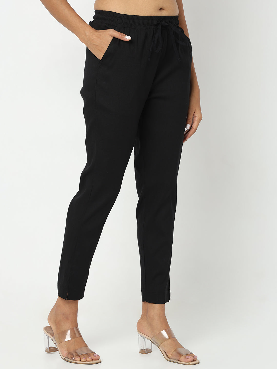 Regular Fit Solid Mid Rise Ethnic Pants