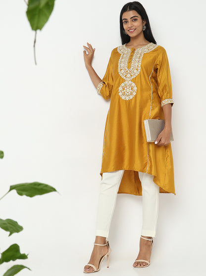 Regular Fit Solid Mid Rise Ethnic Pants